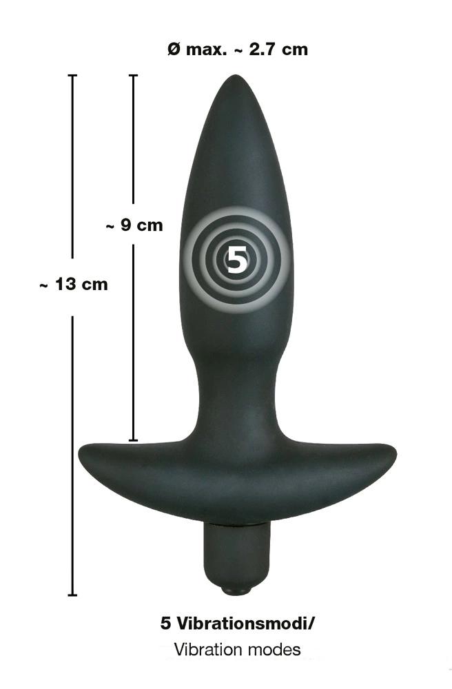 Vibrating Anal Plug with Handle Small (13cm) - Black Velvets