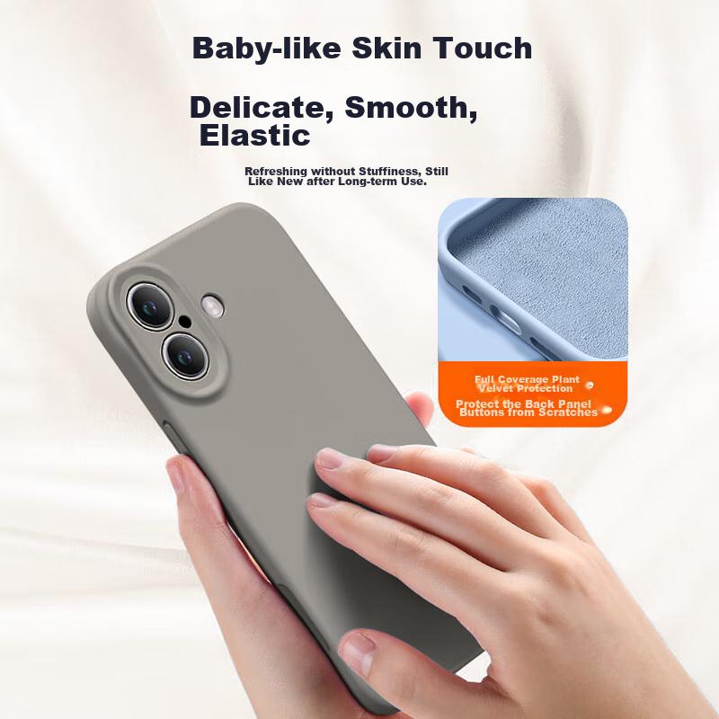 IPhone 16 Plus Case, IPhone 16 Plus with Full Lens Protection, Liquid Silicone Ultra-Thin Shockproof Simple Soft, Distant Mountain Blue