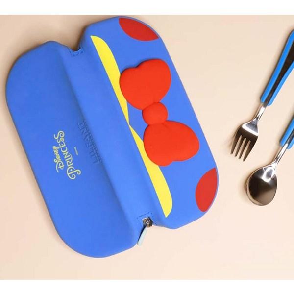 Lilpang Children's Princess Tender Soft Silicone Cutlery Case, Snow White, 1 Piece, Korean Popular Tableware