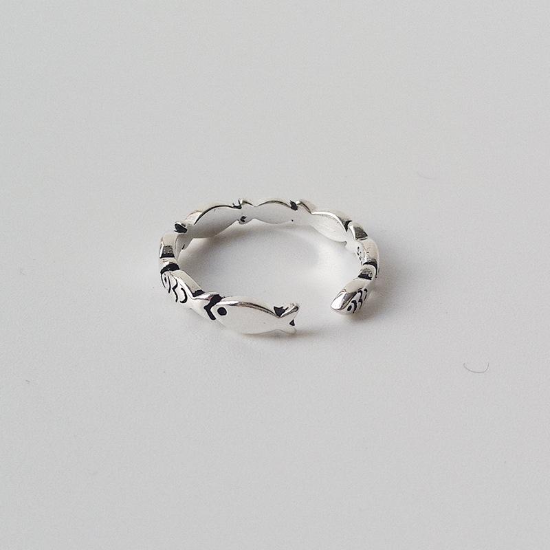 Vintage Copper Color Fish Couple Rings for Women Lover Fashion Creative Adjustable Opening Finger Ring Zircon Valentines Day