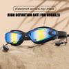 Swimming Goggles Swimming Ear Plugs Professional Waterproof Glasses HD Anti-Fog UV Silicone Adjustable Glasses Men Clear Goggles