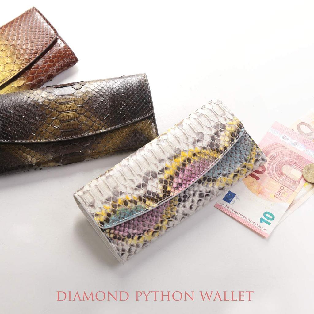 Long Wallet Python Thin Genuine Leather Cover Wallet Natural [Sankyo Shokai] Men's Women's [With Reasons]
