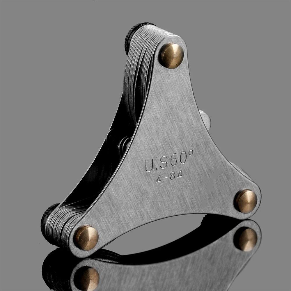 51Pcs Triangle Measuring Head Measuring Tool Measuring Gage Stainless Steel US Screw Pitch Gauge Thread Blades