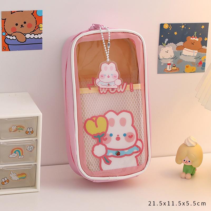 Japanese Pencil Case Transparent Large-capacity Student Pencil Case Cute Girl Creative Simple Pencil Case Stationery Bag