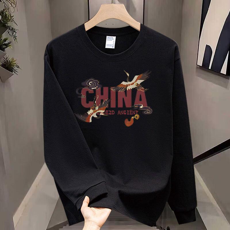 Pure Cotton Heavy-Duty Long-Sleeved T-Shirt, Young And Young Men'S And Women'S Autumn Tide Brand Loose Leisure Ruffian Handsome Business Clothes