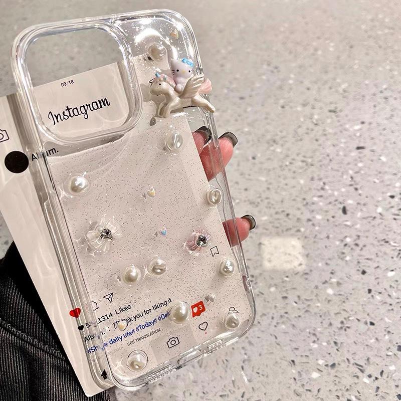 Чехол для телефона с бантом, жемчужным блеском, для IPhone17promax Tianma KT Cat для Apple 16, со стразами 14, женский