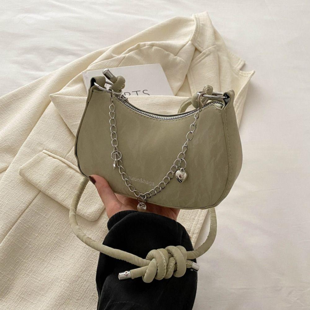 Metal Chain Simple Crossbody Bag Korean Style Shoulder Bag Portable Hobos Handbag  Shopping