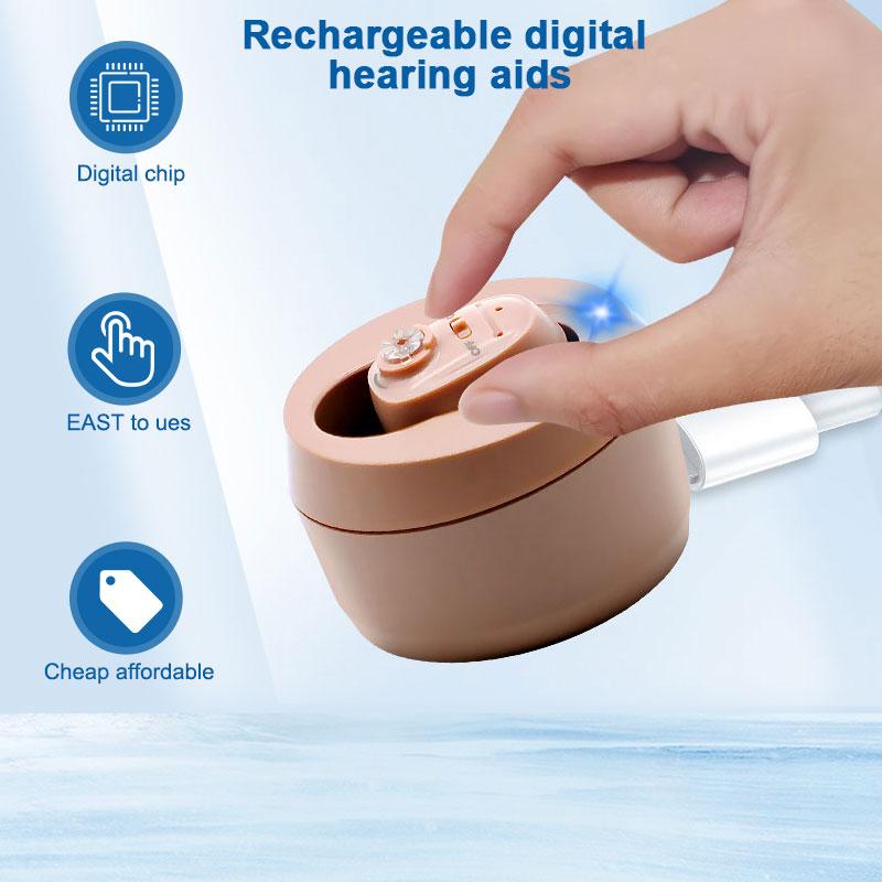 Rechargeable Hearing Aids Invisible Digital Sound Amplifier for Deafness Wireless Hearing Aid To Severe Hear Loss Audifonos