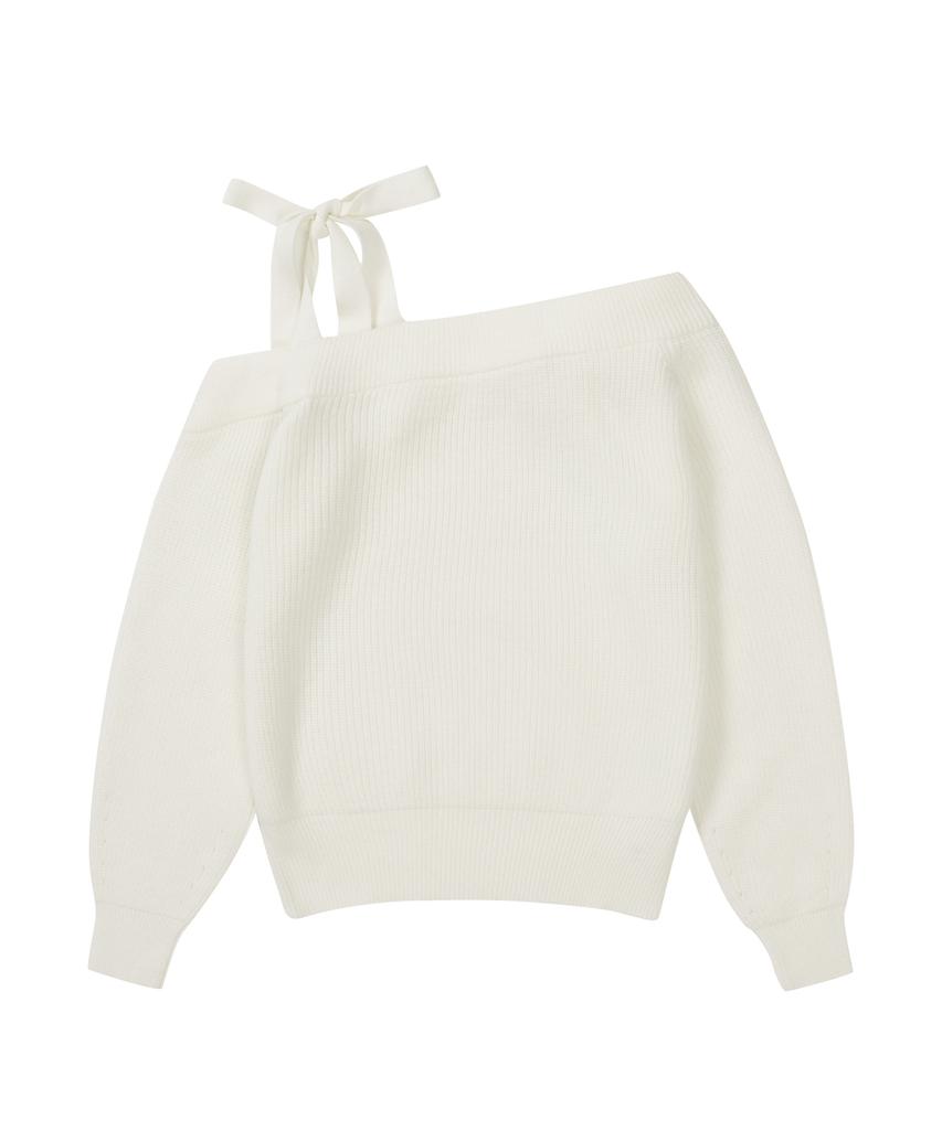 ILLIGO Bloom Bow Off-Shoulder Knit Ivory
