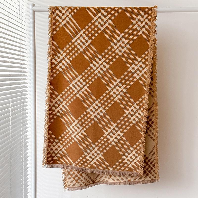 Color Matching Plaid Scarf Women's Imitation Cashmere Short Beard Circumference Students British Plaid High-end Fashion Casual Warmth