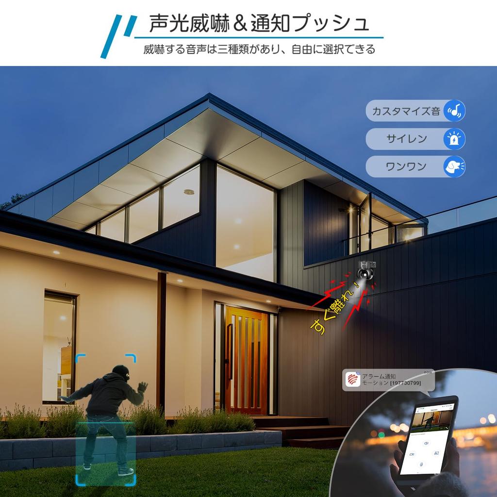 Ctronics Камера безопасности Наружная 8-мегапиксельная камера видеонаблюдения AI Обнаружение человека Обнаружение домашних животных Автоматическое отслеживание AI Функция ночного видения Весь день