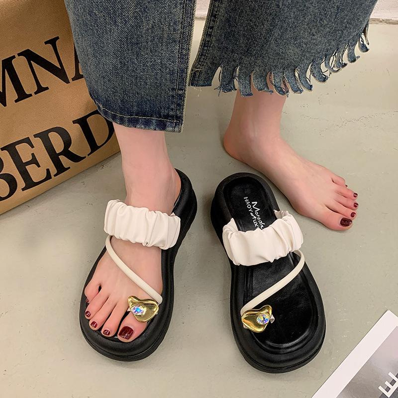 Fashion Women Clip Toe Platform Sandals 2024 Summer Thick Sole Wedges Beach Slippers Woman Anti-Slip High Heels Female Flip-Flops Slides