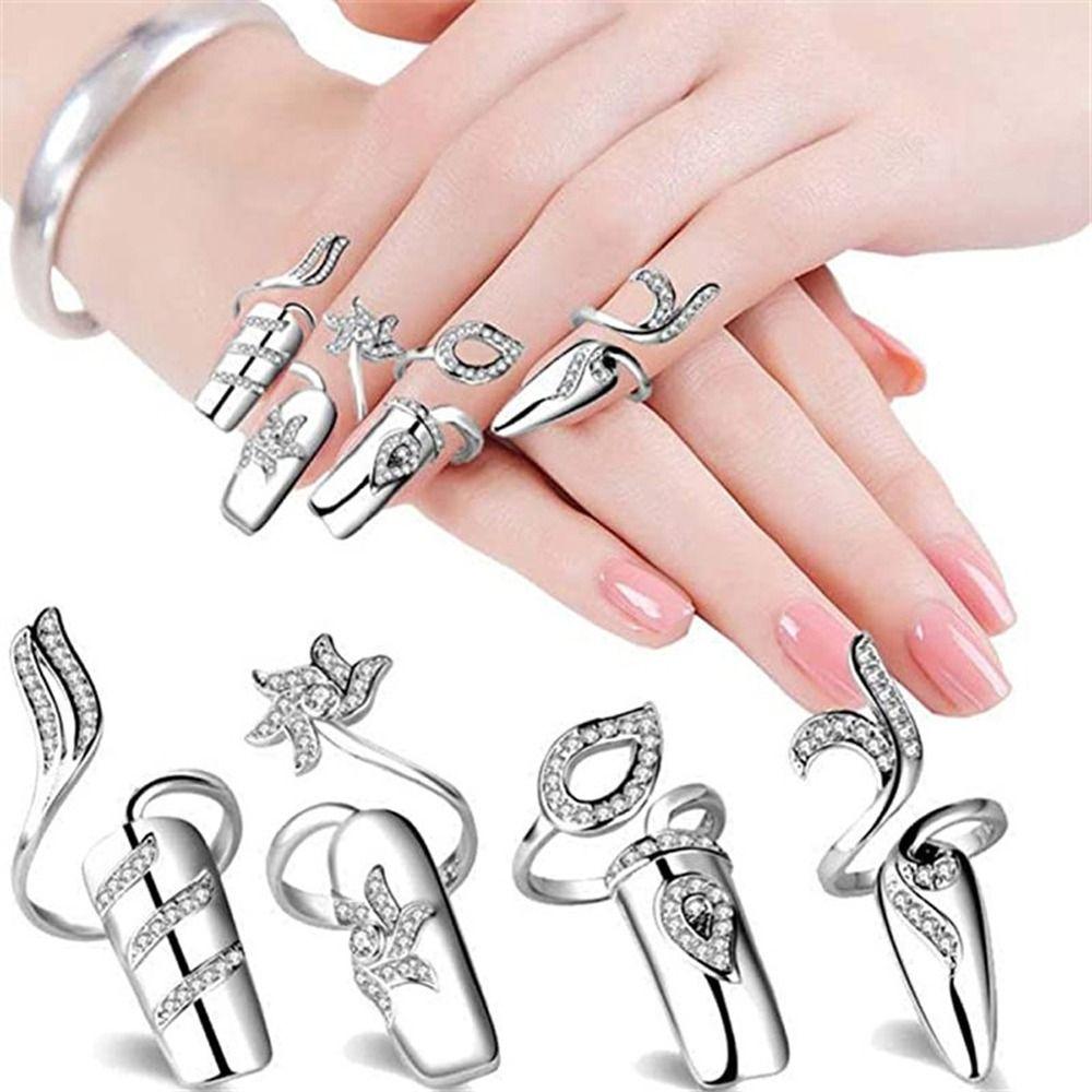Opening Ring Girl Gift Zinc Zinc Alloy Finger Ring Fashion Jewelry Fingernail Protective Women Nail Ring