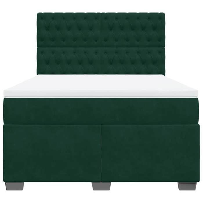 Cadre de lit avec matelas - Maison Exclusive - Velours vert foncé - 160x200cm - Housse lavable