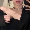 Chic High-End V-Letter Metal and Leather Choker for Women