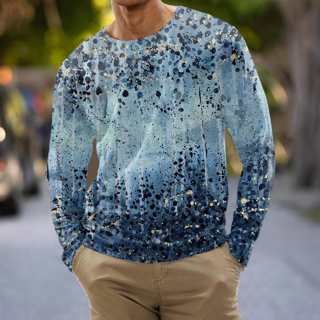 Муж. Футболка Графика Абстракция Шея Одежда Одежда На открытом воздухе Длинный рукав С принтом Модельер Винтаж