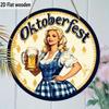Деревянный знак «Дама в Дирндле на Октоберфесте», Очаровательный круглый декор для входной двери, Настенное украшение для Немецкого пивного фестиваля - Идеальный подарок для празднования Октоберфеста