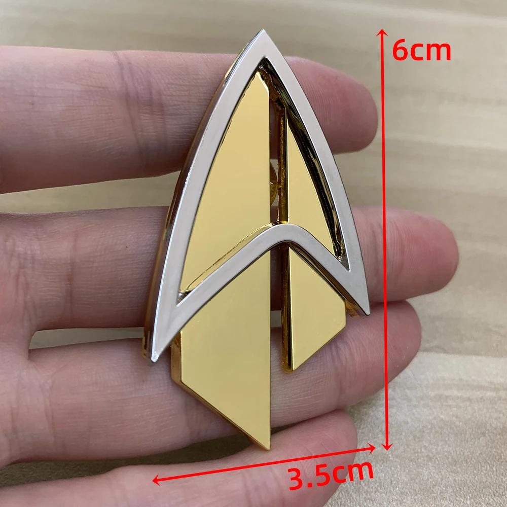 Admiral JL Picard Badges Metal The Next Generation Communicator Gold Pins Brooches ST Accessories Halloween Party Prop