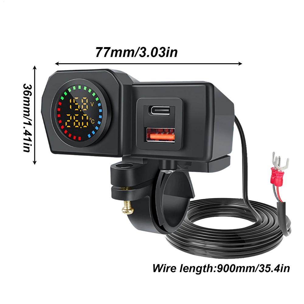 Водонепроницаемый комплект для быстрой зарядки мотоцикла 48 Вт QC3.0 USB с адаптером Type-C цифровой дисплей вольтметр термометр