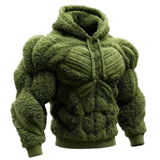 Мужское худи с мускулами, фланелевая толстовка с капюшоном и карманом-кенгуру, забавный пуловер для рождественского костюма, уличная одежда для вечеринки