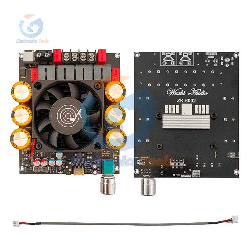 ZK-6002 1200 В Высокомощная плата усилителя HIFI 2.0 Стерео TPA3255 Двухканальный стерео чип усилителя мощности DC 18-50 В