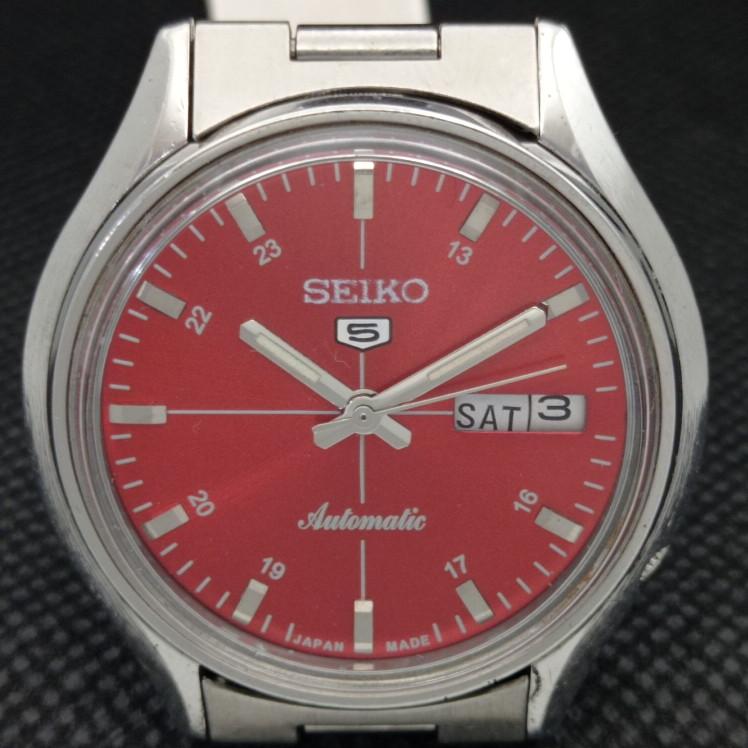 Б/У винтажные часы SEIKO 5 AUTOMATIC 6319A JAPAN MENS D/D RED 608d-a315619-2