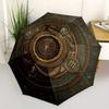 Золотой Змей Колесо Зодиака: Мистический Астрологический Декоративный Зонт, Портативный Компактный 3-Складной Зонт для Мужчин и Женщин R159