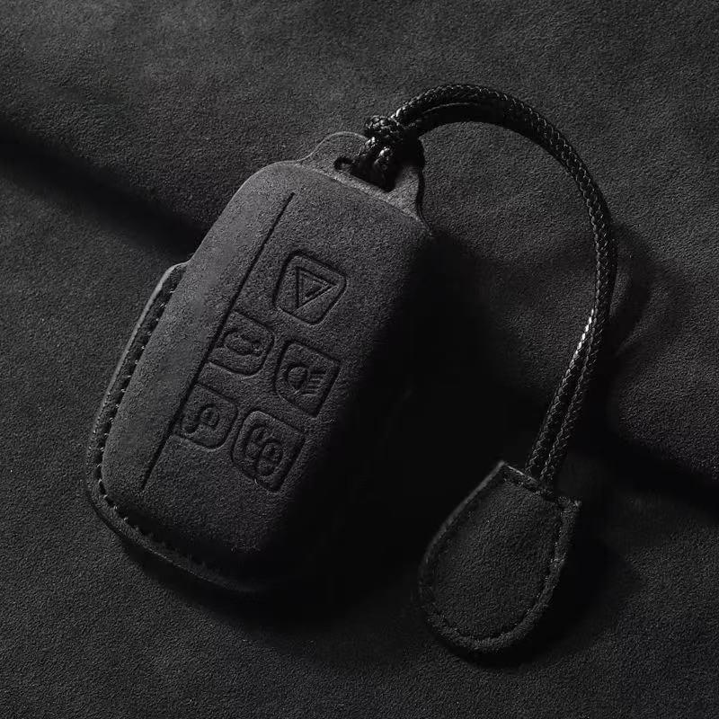 Car Key Case For 2025 Land Rover Range Rover Sport Evoque Freelander Keyless Suede Leather Cover Shell Keychain Car Accessories