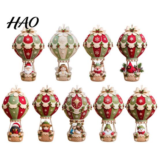 Holiday Handmade Gift Sets DIY Christmas Hot Air Balloon Hanging Ornament Kit, 3D Fabric Craft Festive Home Decor Ornaments Project with Santa