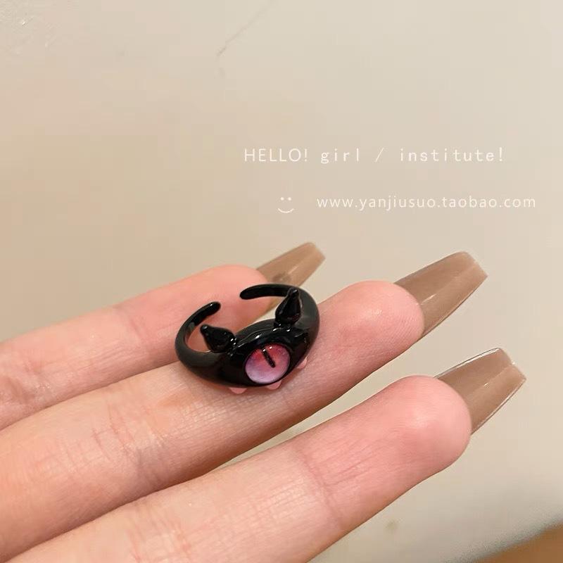 Funny Little Monster Ring Big Eyes Sausage Mouth Index Finger Ring Sweet Cool Cartoon Cute Girlfriend Couple Ring Jewelry