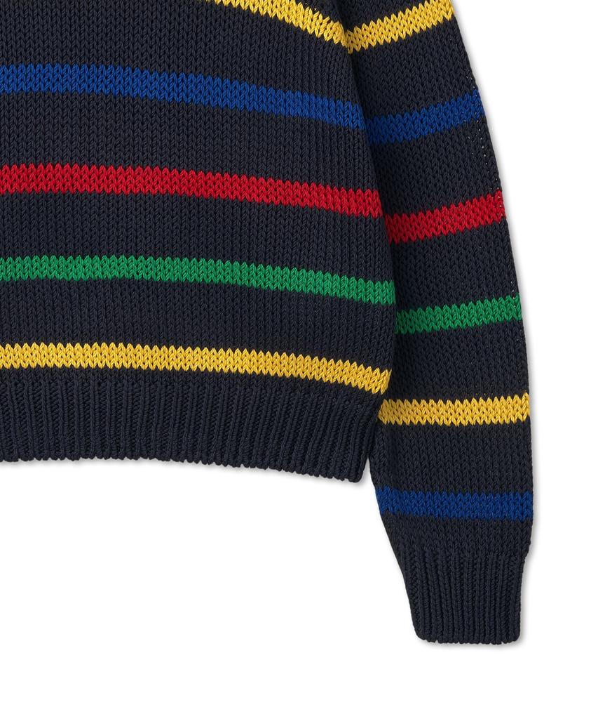 POLO RALPH LAUREN W Striped Cotton Sweater - Navy