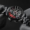 Quartz Watch Precise Round Dial Pointer Display Shockproof Hidden Clasp Chronograph with Car Wheel Rim Hub Design Automatic Quartz Wristwatch Clock
