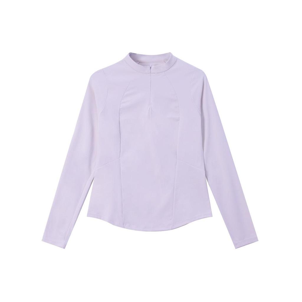 Женский приталенный базовый топ с длинным рукавом и молнией до середины для фитнеса и йоги - Удобная и стильная верхняя одежда для весны/осени