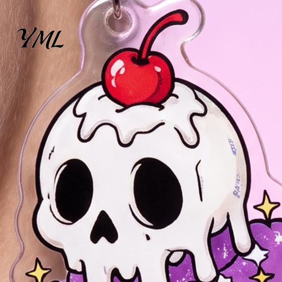 Creative Holiday Jewelry 1 Pair Acrylic Halloween Earrings for Women, 2D Flat Cute Cartoon Ghost Skull Dangle Drop Earrings, Gifts Costume Casual