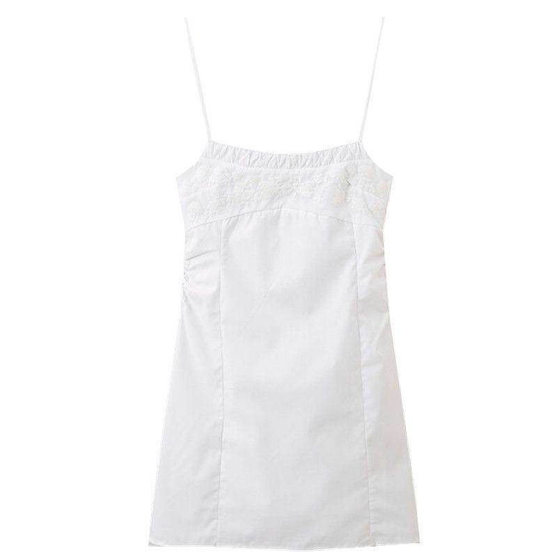 Fashion Style 2024 Spring New Arrival Women's Sling Temperament Wild Poplin Embroider Dress Short Skirt 0881322