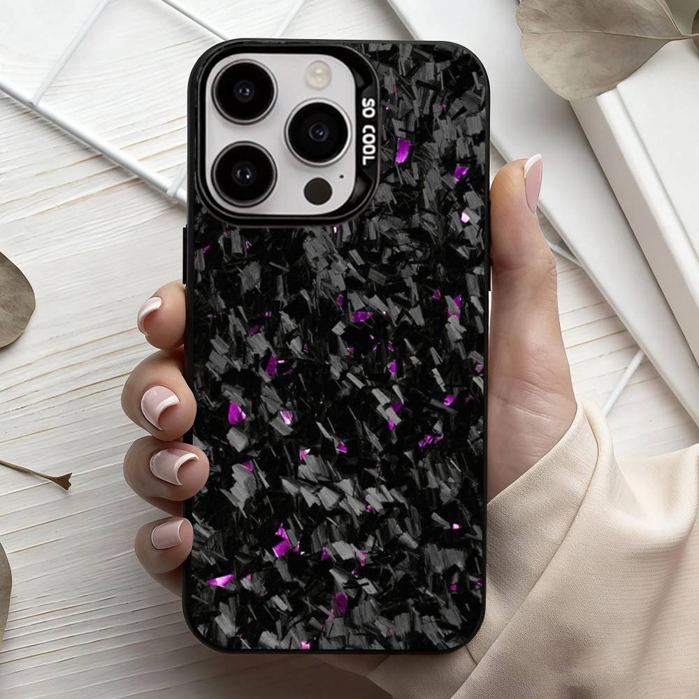 L-Роскошный Чехол для Телефона с Рисунком под Углеродное Волокно Крутой Для iPhone17,16,15,14,13,12,11 Plus,Pro Max Черный Конфетный серебристый чехол для телефона