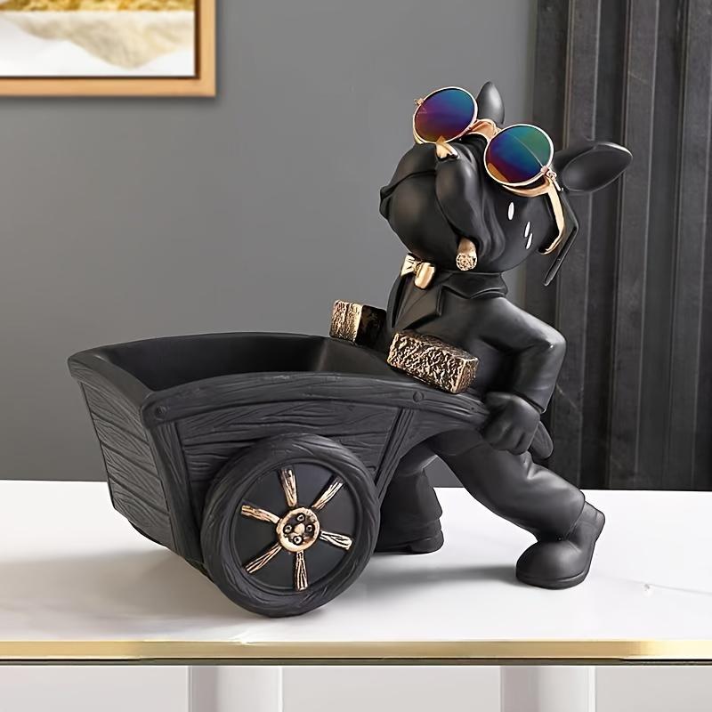1 шт. Французский бульдог в стиле бохо в очках, фигурка тачки, полимерная скульптура, настольный декор для дома, гостиной, бара, кафе, праздника, Рождества,