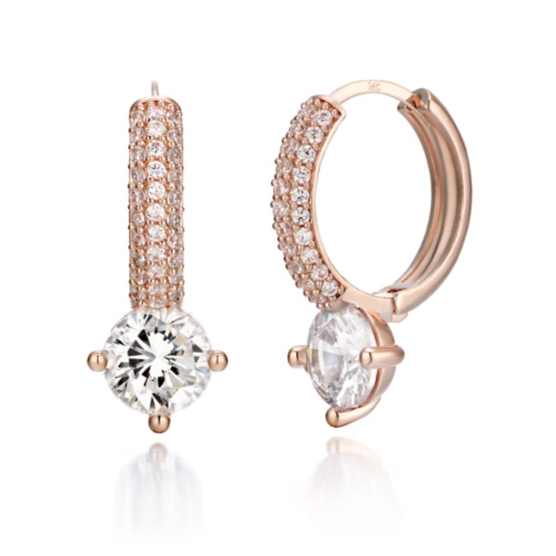 Серьги-гвоздики 14K Rose Point с застежкой one-touch от ELLE Jewelry (Золотая булавка) ELGPEE349
