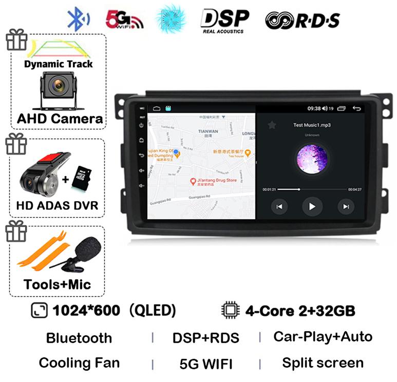 Android 14 Carplay Auto для Mercedes Benz Smart Fortwo W451 2006 2007 2008 2009 Автомобильное радио Wifi 4G GPS Мультимедийный плеер Стерео