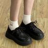 Полуподдерживающие туфли двойного назначения Маленькие кожаные туфли Женские новые туфли-лодочки с круглым носком Мокасины с приподнятым низом Стиль преппи Британский стиль