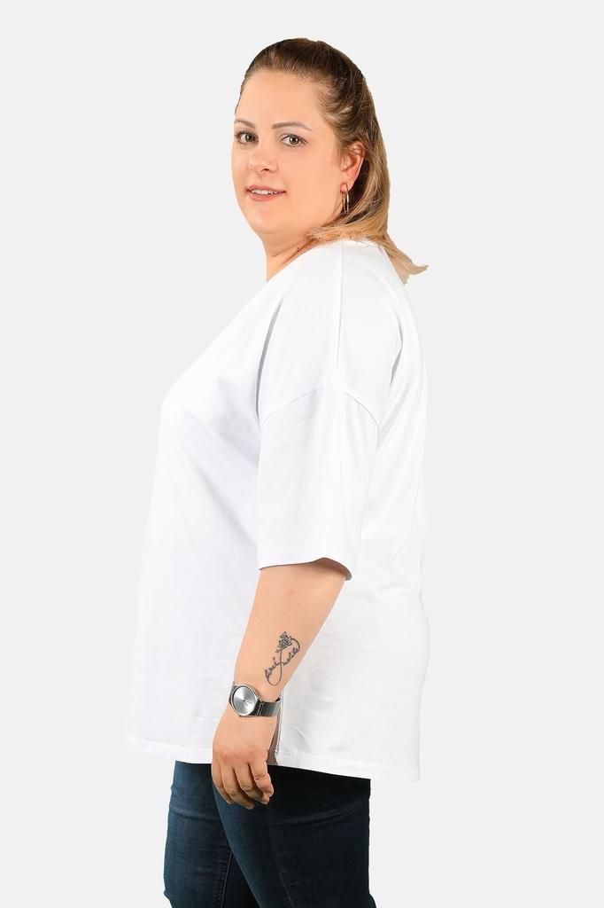 Женская стильная футболка большого размера, вискозная футболка больших размеров с v-образным вырезом, белая