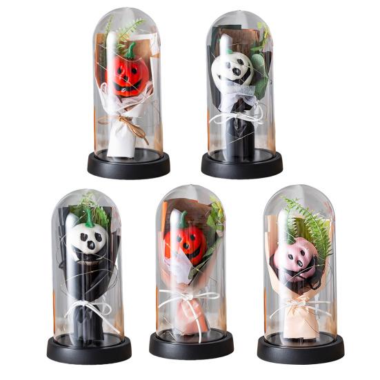 Pumpkin Dome Light LED Clear Cloche Pumpkin Night Light for Halloween Home Kitchen Tabletop Mantel Garden Poolside Decor