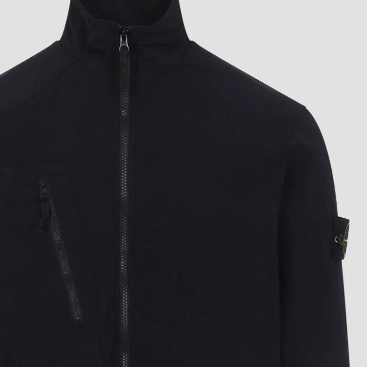 Stone Island Zip Logo Stand Collar Long Sleeve Jacket Men jackets L1S151200036S0375V0029