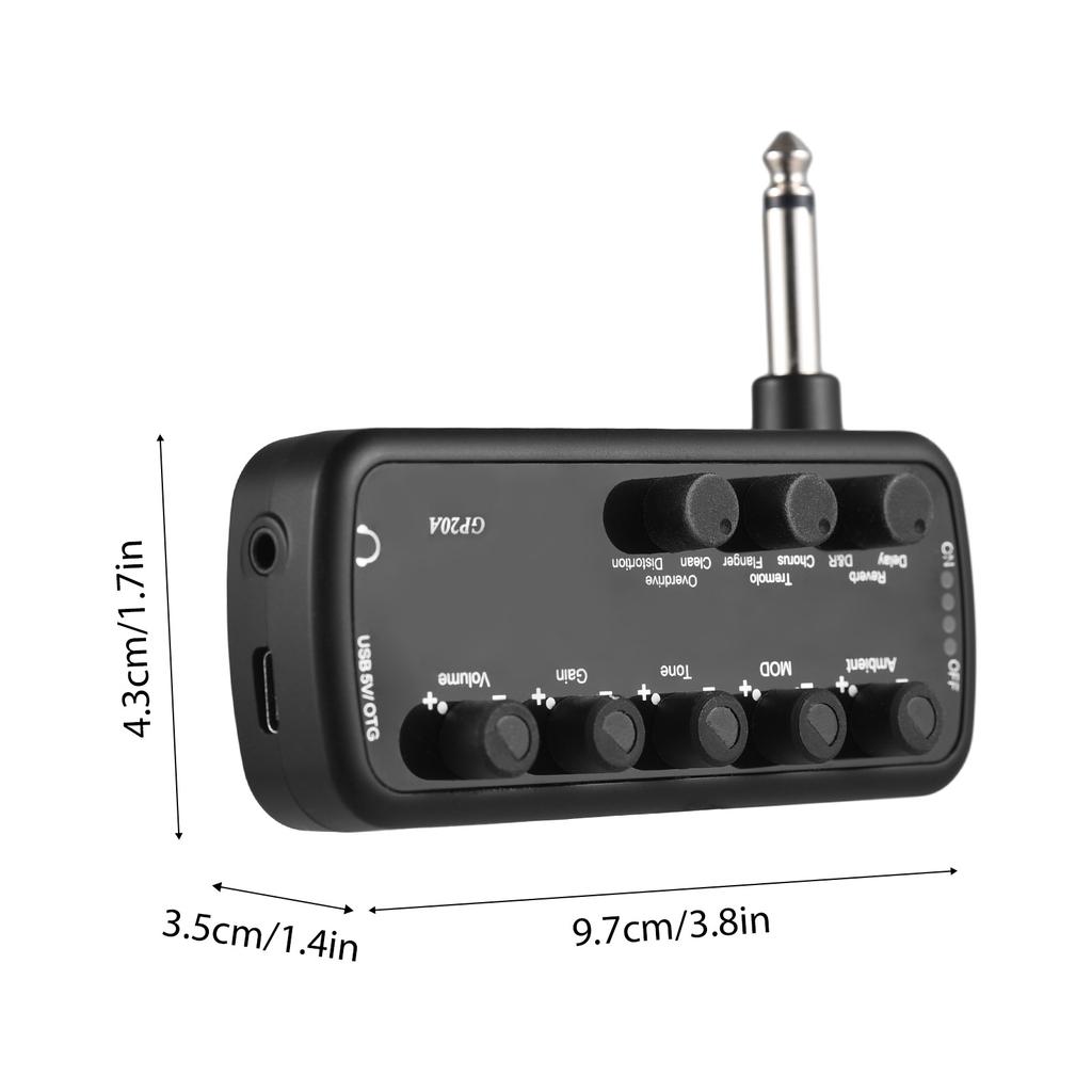 Guitar Amplifier Mini Amp Portable Headphone Guitar Amplifier Plug and Play for Electric Guitar Musical Instrument 3 Built-In Speaker Simulations OTG