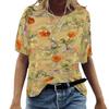 Женская летняя свободная футболка с коротким рукавом с круглым вырезом и винтажным цветочным узором S-5XL, топы больших размеров