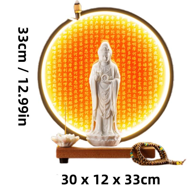 Guanyin Bodhisattva Buddha Statues Ceramic statues Lamp Circle For Living Room Incense Porch Home Decor Custom Feng Shui Statue