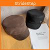 Color Solid Simple Gold Logo Decor Women Casual Suede Beret Hat Fall For