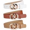 Double Circle Personalized Snap Button Pu Belt Women'S Decorative Jeans Dress Belt Women