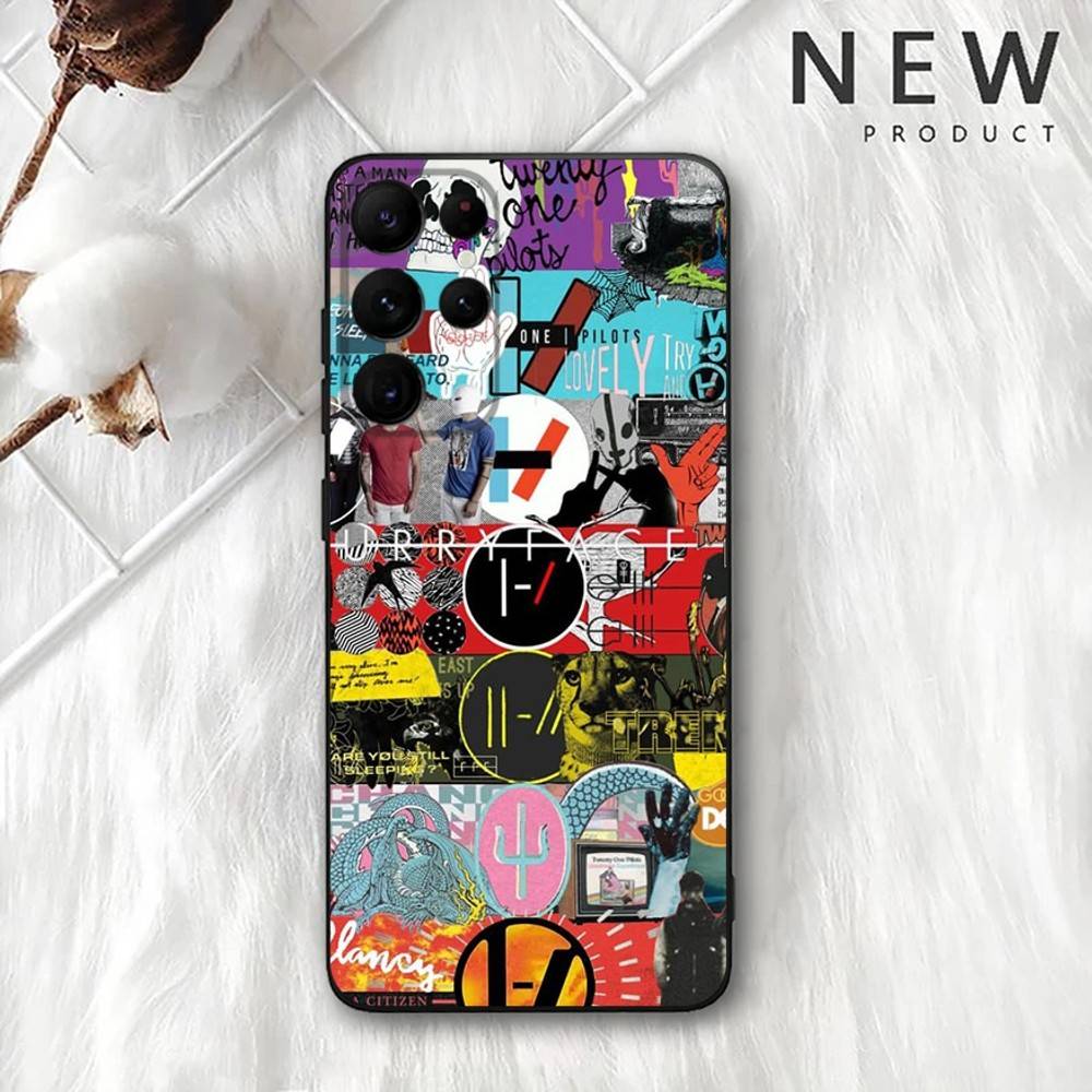 Чехол для телефона Twenty One Pilots Для Samsung S 25,24,23,22,30,21,10,9,Ultra,Plus,Lite,FE,4,5G Черный Мягкий чехол