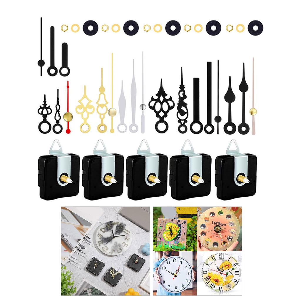 Clock Mechanism Kit Wall Clock Repair Battery Powered Replacement Clock Movement Motor DIY Parts with 7 Set Clock Hands